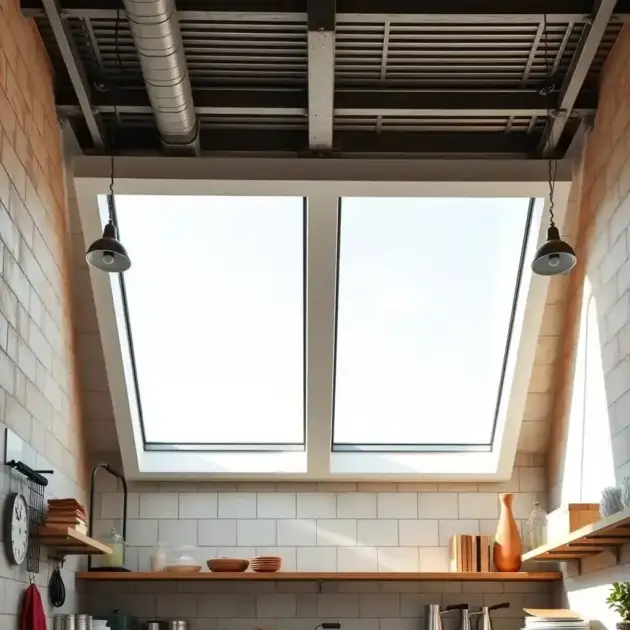 Skylight in a modern kitchen